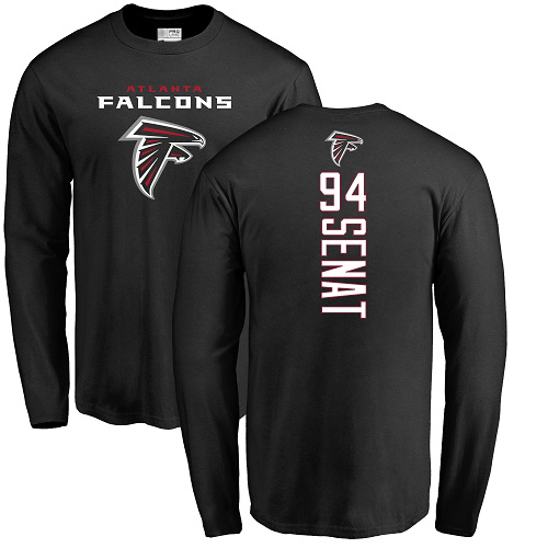 Atlanta Falcons Men Black Deadrin Senat Backer NFL Football #94 Long Sleeve T Shirt->atlanta falcons->NFL Jersey